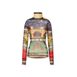 Casablanca Betting Night Printed Mesh Top